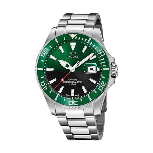 JAGUARJaguar Executive J860/6 Men's Diver Watch – Stainless Steel, Green Dial, Sapphire CrystalWATCHESEcecile