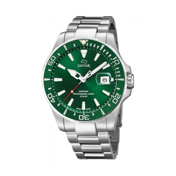 JAGUARJaguar Men's Swiss Quartz Professional Diver Watch - Model J860/B, Stainless Steel Case, Green Dial, Sapphire CrystalWATCHESEcecile