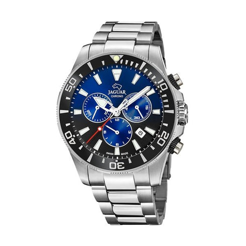 JAGUARJaguar Executive J861/8 Men's Chronograph Watch - Blue Dial, Steel BraceletWATCHESEcecile