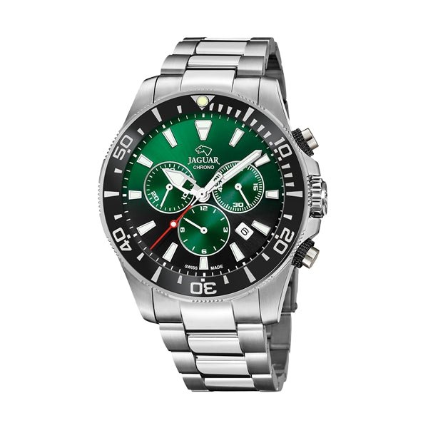 JAGUARJaguar Men's Swiss Quartz Chronograph Watch - Model J861/9, Stainless Steel Case, Green Dial, Sapphire CrystalWATCHESEcecile