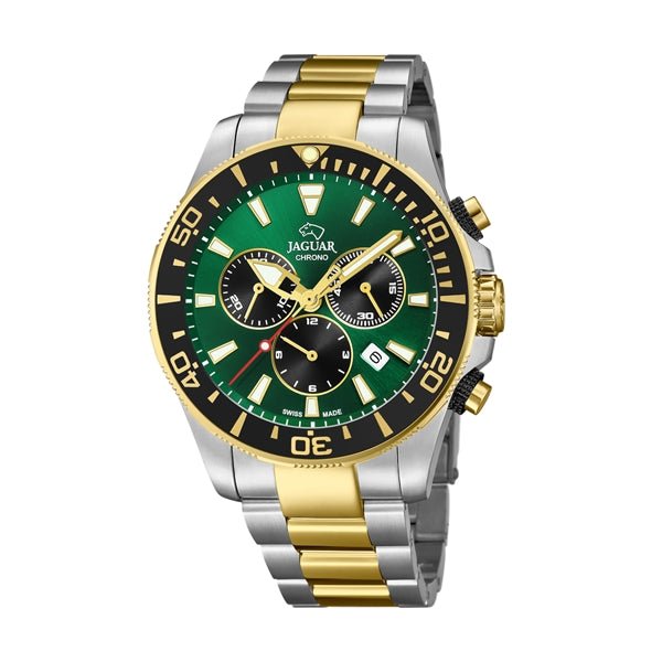 JAGUARJaguar Men's Swiss Quartz Chronograph Watch - Model J862/3, Two - Tone Stainless Steel, Green DialWATCHESEcecile