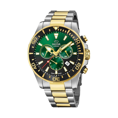JAGUARJaguar Men's Swiss Quartz Chronograph Watch - Model J862/5, Two - Tone Stainless Steel, Green DialWATCHESEcecile