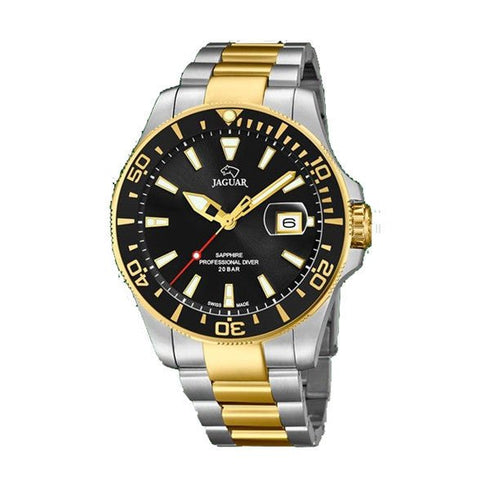 JAGUARJaguar Men's Swiss Quartz Diver Watch - Model J863/D, Two - Tone Stainless Steel, Black DialWATCHESEcecile