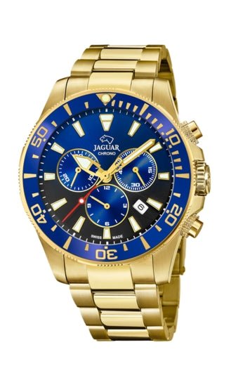 JAGUARJaguar Men's Swiss Quartz Chronograph Watch - Model J864/5, Gold - Tone Stainless Steel, Blue DialWATCHESEcecile