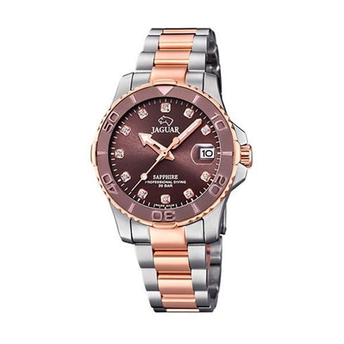 JAGUARJaguar Women's Swiss Quartz Diver Watch - Model J871/2, Two - Tone Stainless Steel, Brown DialWATCHESEcecile