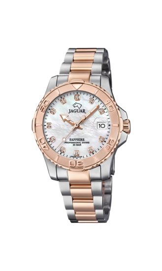JAGUARJaguar Women's Swiss Quartz Diver Watch - Model J871/5, Two - Tone Stainless Steel, Mother - of - Pearl DialWATCHESEcecile