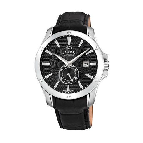 JAGUARJaguar Men's Swiss Quartz Watch - Model J878/4, Stainless Steel Case, Black Dial, Leather StrapWATCHESEcecile