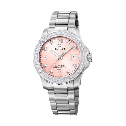 JAGUARJaguar Women's Swiss Quartz Watch - Model J892/2, Stainless Steel, Pink Dial, Crystal AccentsWATCHESEcecile