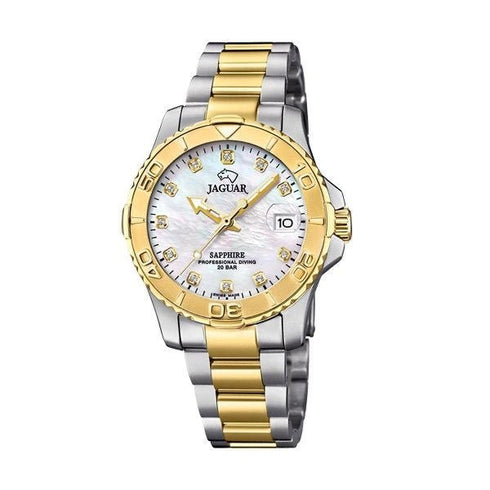 JAGUARJaguar Women's Swiss Quartz Watch - Model J896/3, Two - Tone Stainless Steel, Mother - of - Pearl Dial, Crystal AccentsWATCHESEcecile