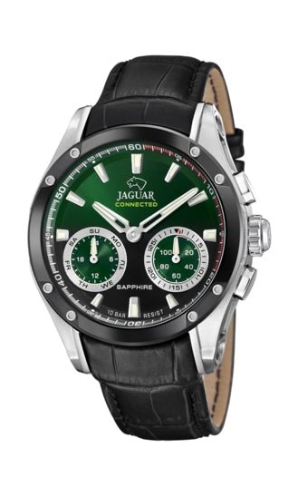 JAGUARJaguar J958/2 Hybrid Connected Men's Watch - Green Dial, Black Leather StrapWATCHESEcecile