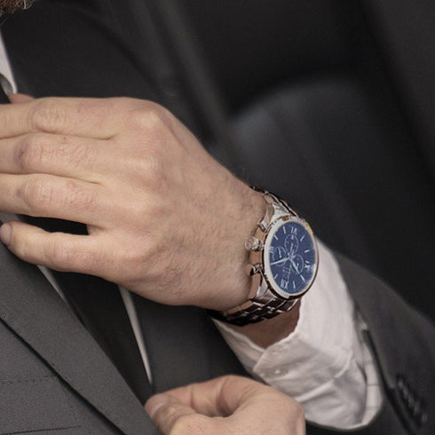 JAGUAR: Jaguar J963/2 Men's Chronograph Watch - Blue Dial, Stainless Steel BraceletWATCHESEcecile