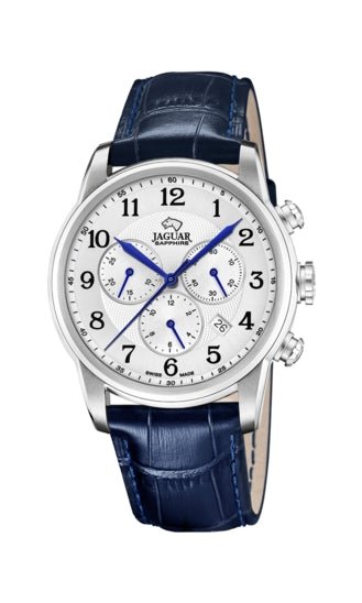 JAGUARJaguar J968/4 Men's Acamar Chronograph Watch - Stainless Steel Case, Blue Leather StrapWATCHESEcecile