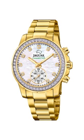 JAGUARJaguar Connected J983/1 Women's Hybrid Smartwatch – Gold - Plated Stainless Steel, White DialWATCHESEcecile