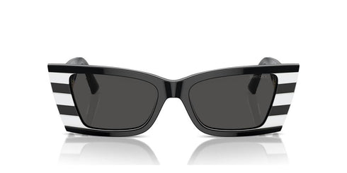 JIMMY CHOOJimmy Choo JC 5009 Women's Sunglasses - 53mm, Black and White Frame with Dark Gray LensesEYEWEAREcecile