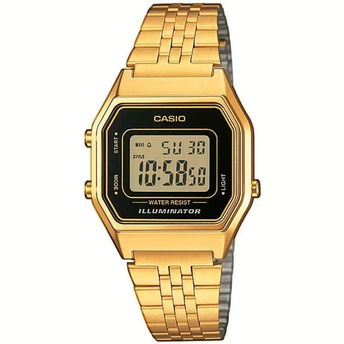 CASIO & VINTAGECasio LA - 680WEGA - 1ER Retro Digital Watch - Gold Stainless Steel BraceletWATCHESEcecile
