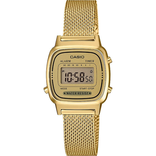 CASIO & VINTAGECasio LA670WEMY - 9EF Women's Digital Watch - Gold - Tone Mesh BandWATCHESEcecile