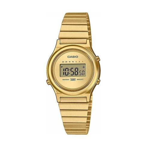 CASIO & VINTAGECasio LA700WEG - 9AEF Vintage Mini Watch - Gold Dial, Gold Stainless Steel Mesh BandWATCHESEcecile