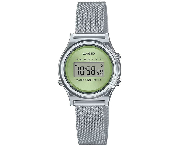 CASIO & VINTAGECasio LA700WEM - 3AEF Vintage Mini Watch - Green Dial, Gold Stainless Steel Mesh BandWATCHESEcecile