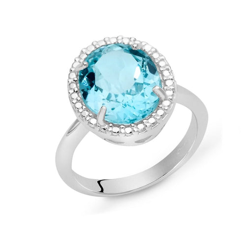 MILUNAMiluna LID3465M16 Women's Ring – 925 Sterling Silver, 10x12mm Oval Natural Sky Blue Topaz (5.82 ct), Made in ItalyJEWELRYEcecile