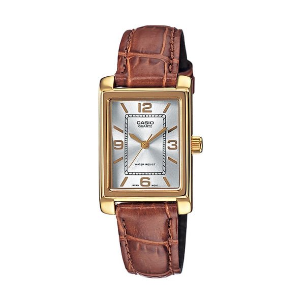 CASIO & VINTAGECasio LTP - 1234PGL - 7AEG Women's Gold - Tone Leather Strap Watch – Silver DialWATCHESEcecile
