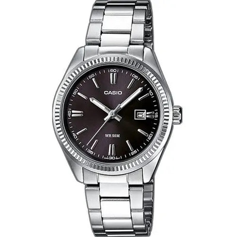CASIO & VINTAGECasio LTP - 1302D - 1A1VDF Women's Analog Watch – Black Dial with Stainless Steel BraceletWATCHESEcecile