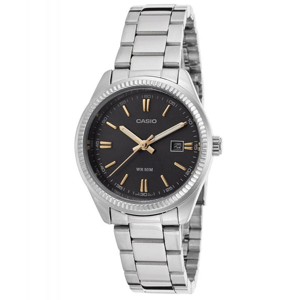 CASIO & VINTAGECasio LTP - 1302D - 1A2VDF Women's Analog Watch – Black Dial with Stainless Steel BraceletWATCHESEcecile