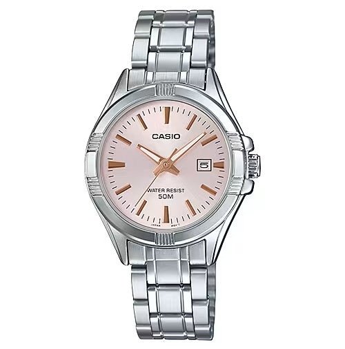 CASIO & VINTAGECasio LTP - 1308D - 4AVDF Women's Watch - Pink Dial, Stainless Steel BandWATCHESEcecile