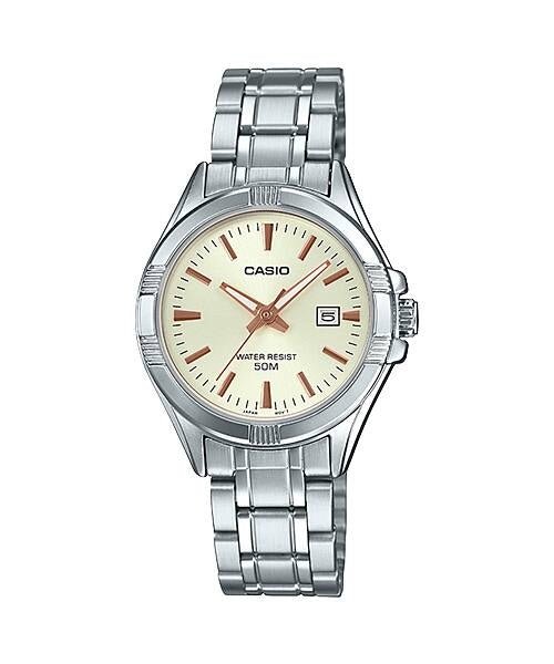 CASIO & VINTAGECasio LTP - 1308D - 9AVDF Women's Watch - Beige Dial, Stainless Steel BandWATCHESEcecile
