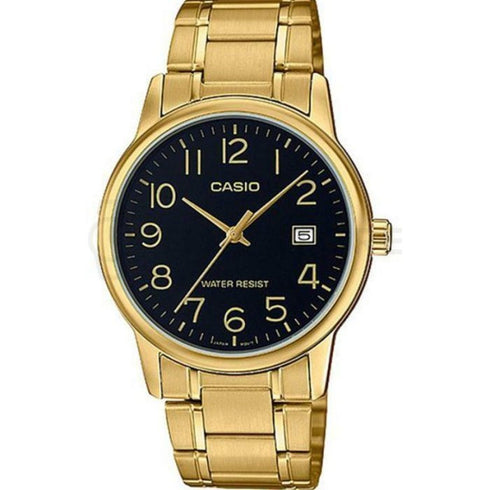 CASIO & VINTAGECasio LTP - V002G - 1BUDF Women's Gold - Tone Analog Watch – Black DialWATCHESEcecile