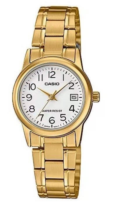 CASIO & VINTAGECasio LTP - V002G - 7B2UDF Women's Gold - Tone Analog Watch – White DialWATCHESEcecile