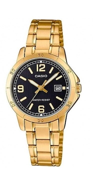 CASIO & VINTAGECasio LTP - V004G - 1BUDF Women's Gold - Tone Analog Watch – Black DialWATCHESEcecile