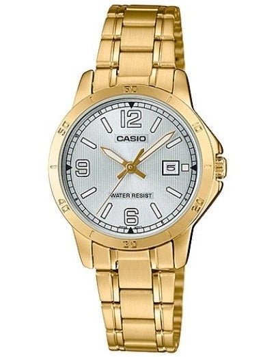 CASIO & VINTAGECasio LTP - V004G - 7B2UDF Women's Gold - Tone Analog Watch – Silver DialWATCHESEcecile