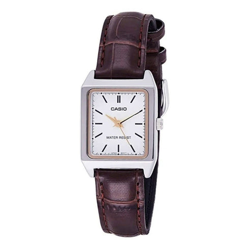 CASIO & VINTAGECasio LTP - V007L - 7E2UDF Women's Watch - White Dial, Brown Leather StrapWATCHESEcecile