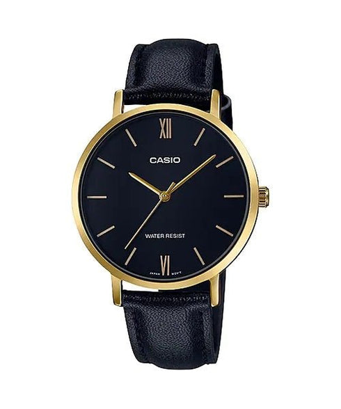 CASIO & VINTAGECasio LTP - VT01GL - 1BUDF Women's Gold - Tone Analog Watch – Black Dial, Leather StrapWATCHESEcecile