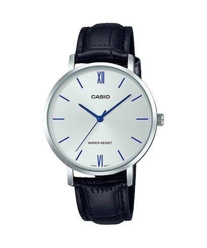 CASIO & VINTAGECasio LTP - VT01L - 7B1UDF Women's Analog Watch – Silver Case, Black Leather StrapWATCHESEcecile