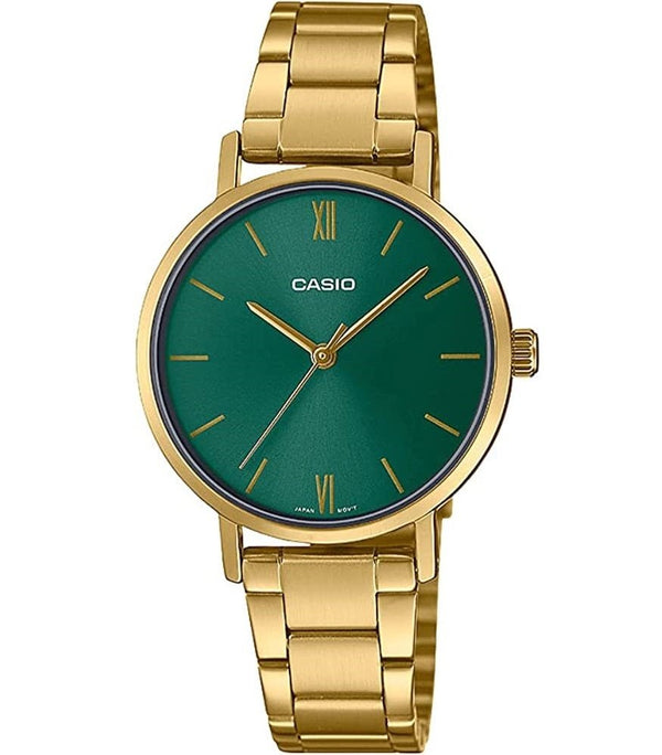 CASIO & VINTAGECasio LTP - VT02G - 3AUDF Women's Watch - Green Dial, Gold - Tone Stainless Steel BandWATCHESEcecile