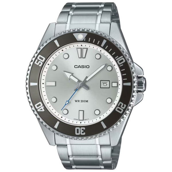 CASIO & VINTAGECasio MDV - 107D - 7AVDF Men's Analog Dive Watch - White Dial, Stainless Steel BraceletWATCHESEcecile