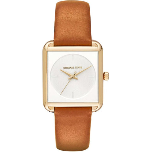 MICHAEL KORSMichael Kors Lake MK2584 Women's Watch - Gold - Tone, White Dial, Brown Leather StrapWATCHESEcecile