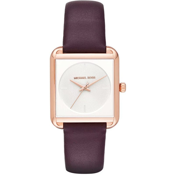 MICHAEL KORSMichael Kors Lake MK2585 Women's Watch - Rose Gold - Tone Square Case, Plum Leather StrapWATCHESEcecile