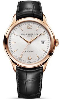 BAUME&MERCIERBaume & Mercier Clifton Automatic Men's Watch – 18kt Rose Gold, Silver Dial, Leather StrapWATCHESEcecile
