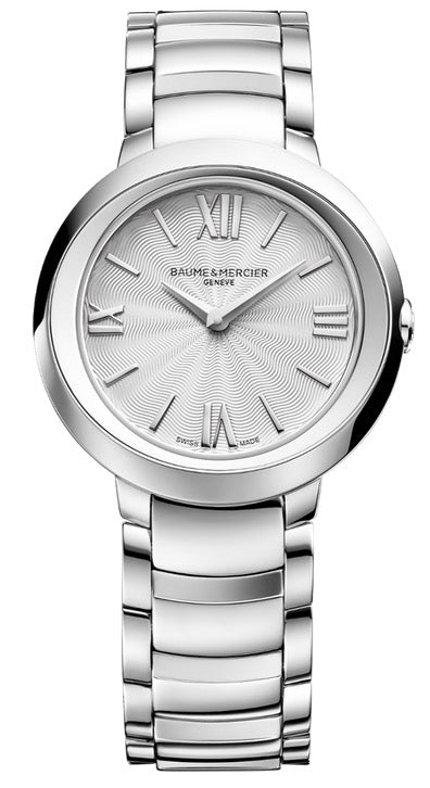 BAUME&MERCIERBaume & Mercier Promesse MOA10157 Women's Quartz Watch - Silver Guilloché Dial, Stainless Steel BraceletWATCHESEcecile