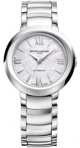 BAUME&MERCIERBaume & Mercier Promesse MOA10182 Women's Automatic Watch - 30mm Stainless Steel Case, Mother - of - Pearl Dial, Roman Numerals, Date Display, Stainless Steel BraceletWATCHESEcecile