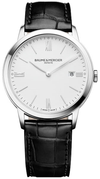 BAUME&MERCIERBaume & Mercier Classima MOA10323 Men's Watch - 40mm Stainless Steel Case, White Dial, Black Leather StrapEYEWEAREcecile