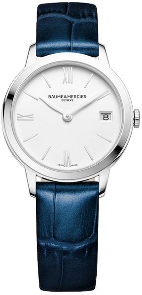 BAUME&MERCIERBaume & Mercier Classima MOA10353 Women's Quartz Watch - 31mm Stainless Steel Case, White Dial, Blue Leather StrapWATCHESEcecile