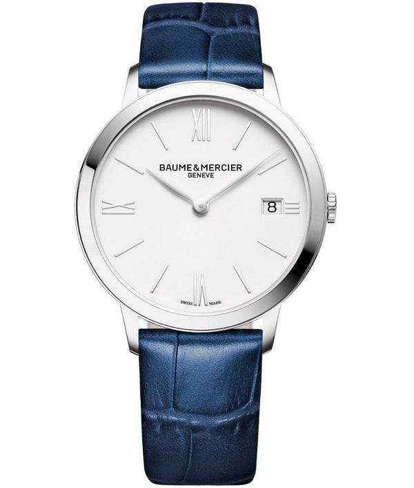 BAUME&MERCIERBaume & Mercier Classima MOA10355 Women's Quartz Watch - 36.5mm Stainless Steel Case, White Dial, Blue Leather StrapWATCHESEcecile