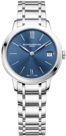 BAUME&MERCIERBaume & Mercier Classima MOA10477 Women's Quartz Watch - 31mm Stainless Steel Case, Sun - Satin Blue Dial, Roman Numerals, Stainless Steel BraceletWATCHESEcecile
