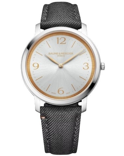 BAUME&MERCIERBaume & Mercier Classima MOA10703 Men's Quartz Watch - 39mm Stainless Steel Case, Silver Sun Satin Dial, Gold - Plated Accents, Dual StrapsWATCHESEcecile