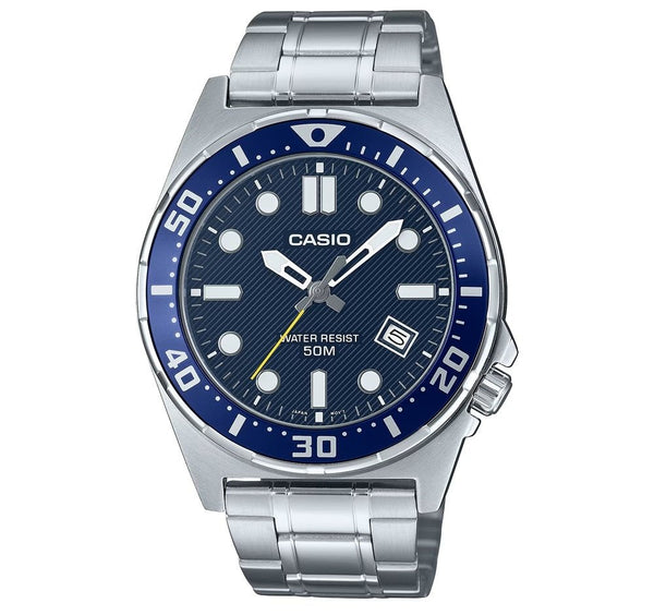 CASIO & VINTAGECasio MTD - 135D - 2AVDF Men's Analog Watch - Stainless Steel Band, Blue DialWATCHESEcecile