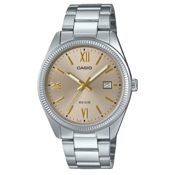 CASIO & VINTAGECasio MTP - 1302DD - 9AVDF Men's Analog Watch – Gold Dial with Stainless Steel BraceletWATCHESEcecile