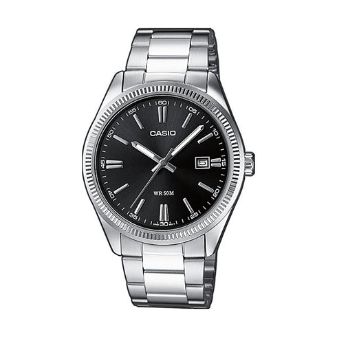 CASIO & VINTAGECasio MTP - 1302PD - 1A1VEF Men's Analog Watch - Black Dial, Stainless Steel BandWATCHESEcecile